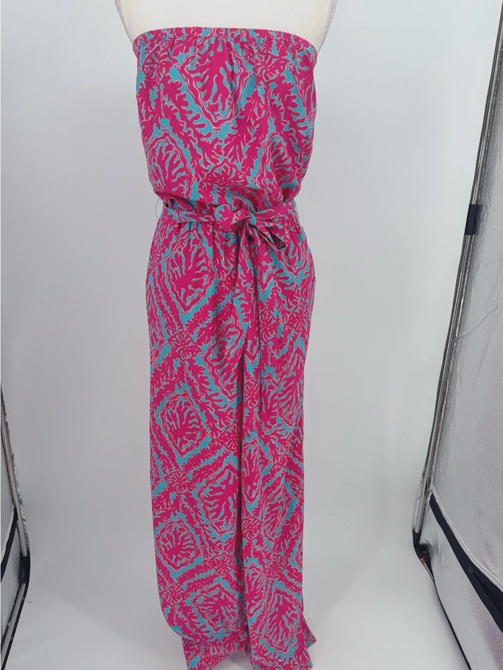 Lilly Pulitzer -Pink & Blue Underwater Coral Print Strapless Jumpsuit Sz S NWOT - Picture 5 of 8